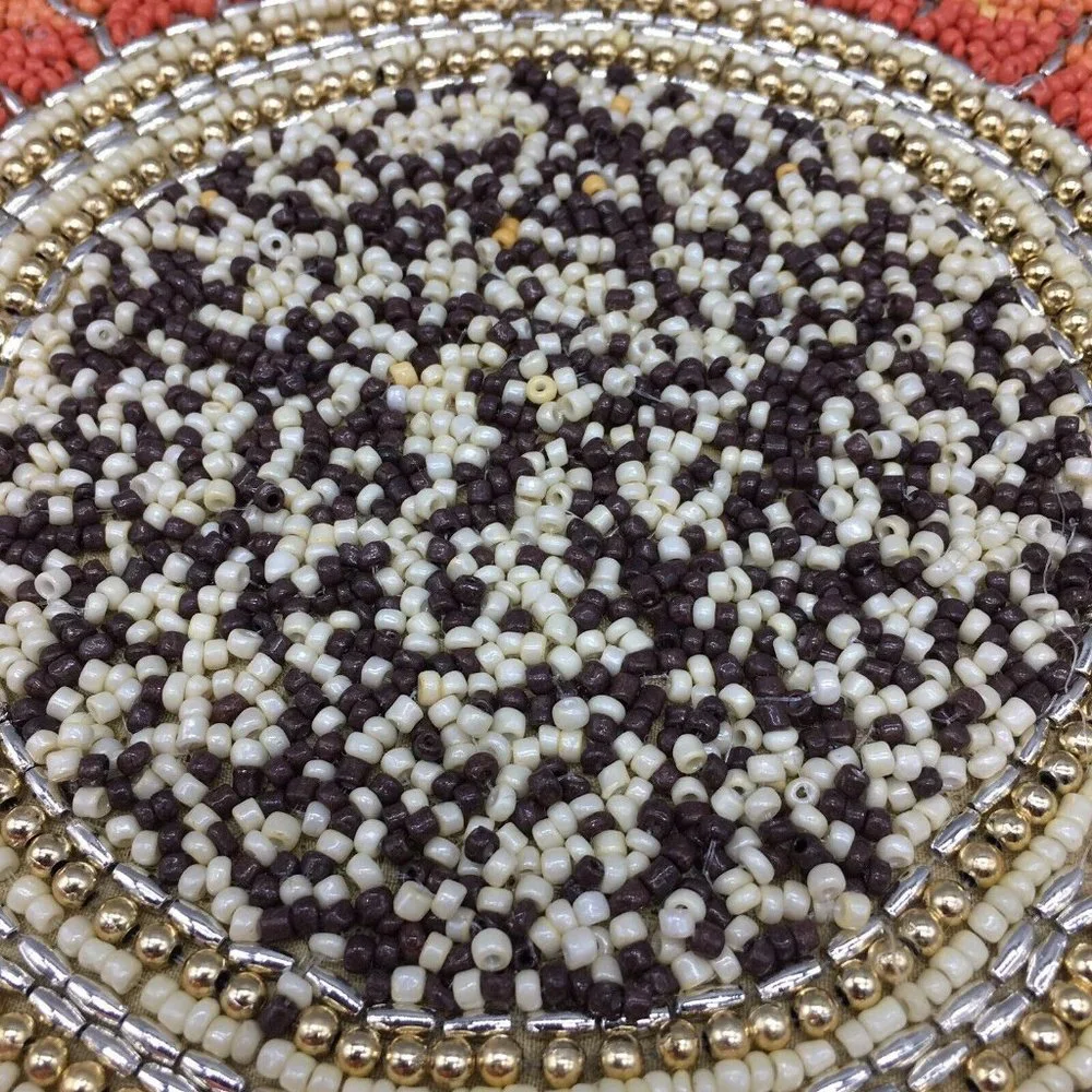 x4 Shabby Chic Beaded Yellow Sunflower Placemat Set Fall Thanksgiving Decor NEW